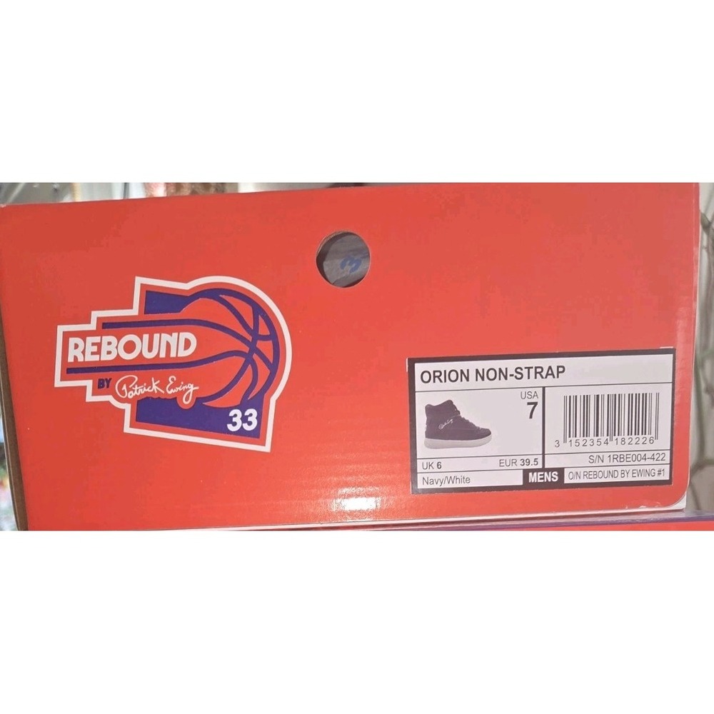 New In Box Men's Sz 7 Patrick Ewing Orion 33 Non Strap Shoe, Navy Blue/White NIB - Picture 4 of 6